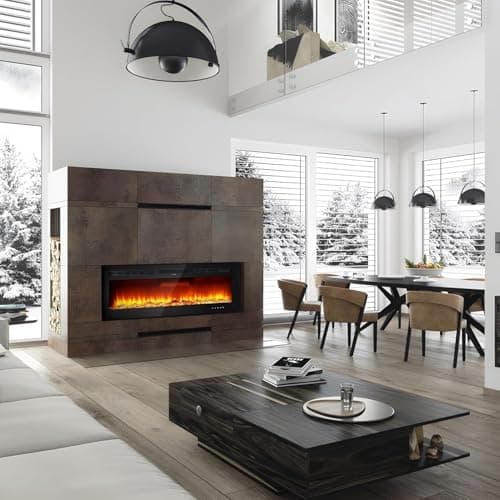 Image of 72"/183cm Electric Fireplace, 3 in 1 Freestanding/Wall Mounted/Recessed Electric Fireplace, Remote & Touch Screen Control, 12 Colour Flame Effect, 900W - 1800W, Media Wall Compatible