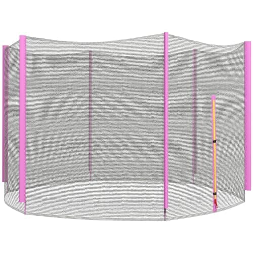 Image of SPORTNOW 8ft Trampoline Net Replacement with 6 Plastic Pole Covers, Weather-Resistant Trampoline Netting Replacement with Zipped Entrance, Poles Not Included, Pink