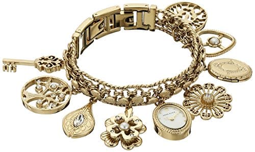 Image of Anne Klein Women's Quartz Watch with Mother of Pearl Dial Analogue Display and Gold Plated Stainless Steel Bracelet 10/8096CHRM
