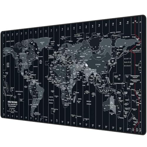 Image of Anpollo Gaming Mouse Pad (900x400x3mm) Extended Mouse Mat Large Non-Slip Desk Pad with Precision Locked Edges Comfortable Keyboard Mat Suitable for Office Gamer Home - Black World Map