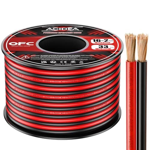 Image of Acidea Speaker Cable - 16 Gauge 2 x 1.5mm² - 10m OFC Speaker Wire, Pure Copper HiFi Audio Cables for Car Audio, Home Theater, Oxygen-Free Copper (Red/Black)