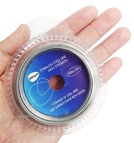 Image of Silver Fishing Wire Line: 10LB-200LB Stainless Steel Fishing Leader Wire 10 Meter with 10pcs Crimps Sleeves (20LB)