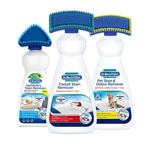 Image of Dr. Beckmann Complete Cleaning Solution | Carpet Stain Remover 1 x 650 ml | Upholstery Stain Remover 1 x 400ml | Pet Stain & Odour Remover 1x650 ml