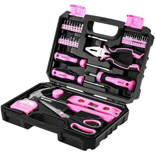 Image of Pink Tool Kit:DEKO Tool Set, Pink Hand Tool Kit DIY for Women 42 Pieces, Ladies Tool Box Gift for Home,Office