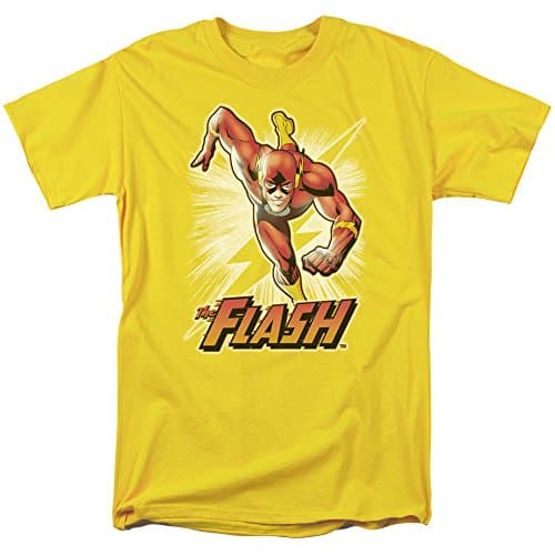 Image of DC Comics Men's The Flash Distressed Logo T-Shirt, Yellow, Large