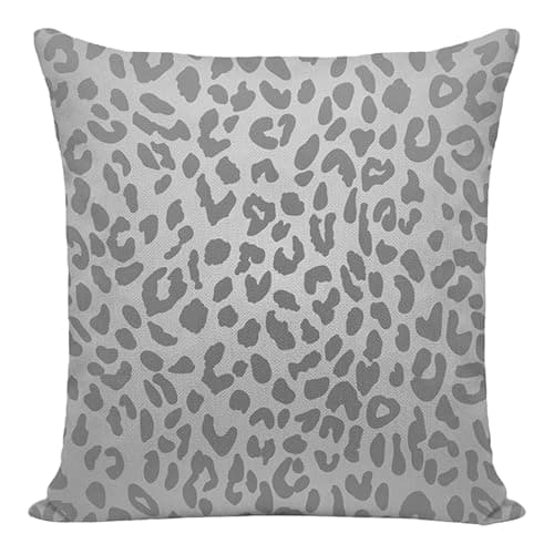 Image of Agvdg Leopard Print Cushion Covers 45 x 45 cm (18x18 Inch) – Double-Sided Linen, Grey Snow Leopard Patterns, Decorative Sofa Cushions for Living Room Bed Home Decor