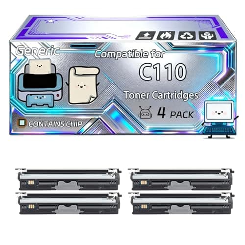Image of C110 Toner Cartridges Compatible for Okidata OKI C110 C130 C130n MC160n Printers, With Chip, 2500 Pages, Vibrant Colours (4 Pack Black)
