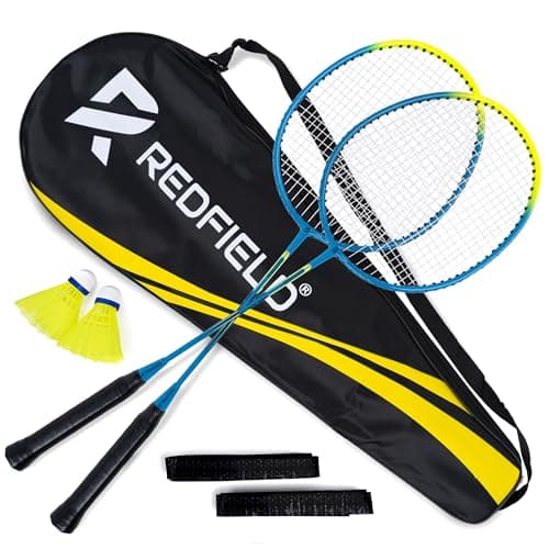 Image of Redfield Badminton Set for Outdoor Backyard Games - 2 Badminton Rackets - 2 Shuttlecocks - Carry Bag - Complete Set for 2 Players