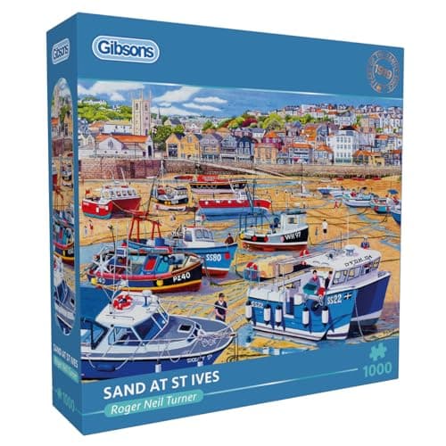 Image of Gibsons Sand at St Ives 1000 Piece Jigsaw Puzzle for Adults – Cornwall Scenic Coastal Landscape by Roger Turner – Premium Sustainable Puzzle Made in the UK/EU - Great Gift Idea