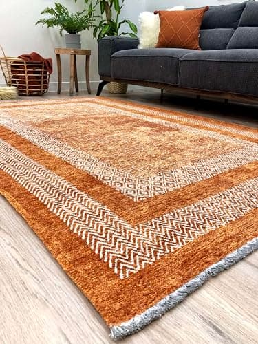 Image of Alfa Rich, 77x150 Cm Area Rugs, Terracotta Burnt Orange Rug, Cotton Soft Modern Washable Runner Rug