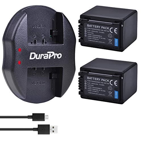 Image of DuraPro 2Pcs 3900mAh VW-VBT380 VBT380 Battery + Micro Dual USB Charger for Panasonic VW-VBT380 VW-VBT190;HC-V180 V210 V250 V380 V500 V707 V727 V750 V770 VX870 VXF999 W850 WX970 Cameras