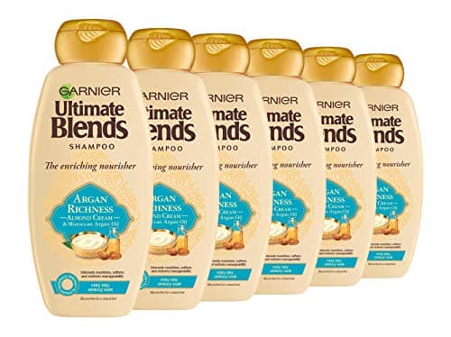 Image of Garnier Ultimate Blends Shampoo | Argan Richness Moroccan Argan Oil & Almond Cream Nourishing for Dry, Unruly Hair | 360 ml | Pack of 6