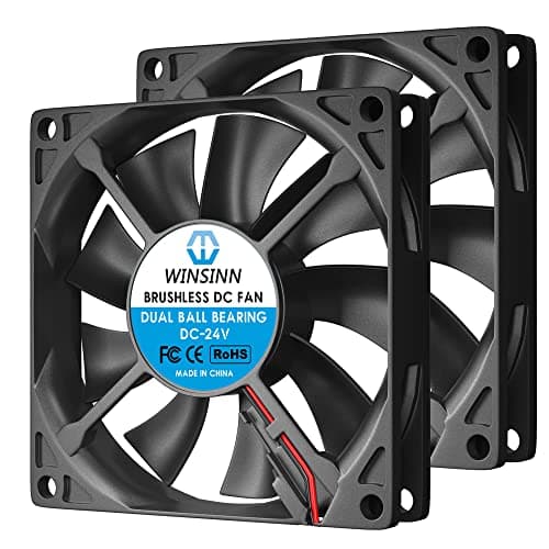 Image of WINSINN 80mm Fan 24V Dual Ball Bearing DC Brushless Quiet Cooling 8015 80x15mm For PC Computer Case CPU Set-top Box Router Receiver DVR Playstation Xbox - 2Pin 0.14A 3.36W 3000+-5% RPM (Pack of 2Pcs)