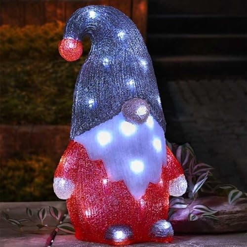 Image of Marco Paul Large 30cm Light Up Gonk LED Christmas Decoration Battery Operated with Auto Timer Indoor Outdoor Nordic Santa Xmas Ornament Seasonal Holiday Novelty Home Décor