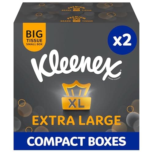 Image of Kleenex Extra Large Facial Tissue in Compact Box - Pack of 2 - 100% Recyclable Packaging (88 Tissues Total)