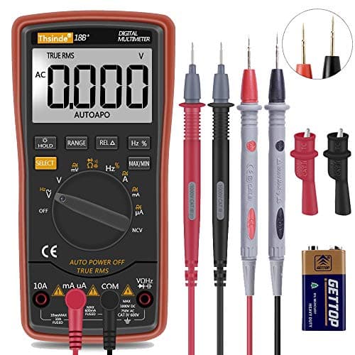 Image of Digital Multimeter,Thsinde Auto-Ranging Digital Multimeter with Alligator Clips, AC Voltage Tester,Voltage Alert, Amp/Ohm/Volt Multi Tester/Diode and Continuity Test HZ with Backlight LCD Display
