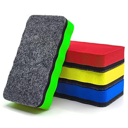 Image of AIRUEEK 4 PCS Magnetic Whiteboard Eraser Sponge Set, Colorful Whiteboard Rubber, White Board Cleaner & Blackboard Duster for Home Office Classroom (10.4x5.5x2cm)