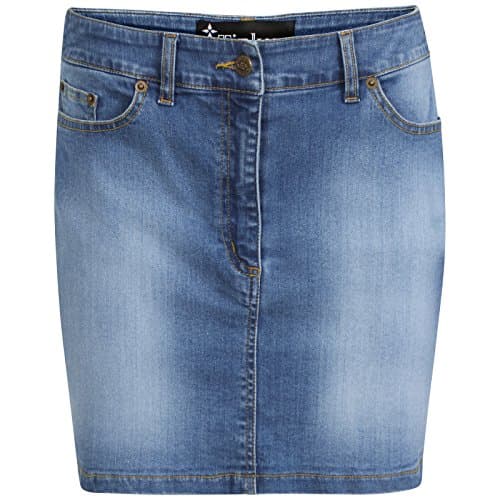 Image of TTC Denim Stretch Mini Skirt 16" Long Stone wash Mini Skirt DI 12
