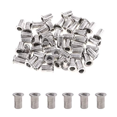 Image of Glarks 50Pcs 304 Stainless Steel M3 Flat Head Threaded Rivetnut Insert Nutsert Rivet Nut Set (M3)
