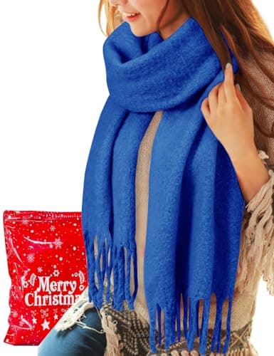 Image of Voqeen Women Scarfs Winter Long Fluffy Scarves Oversized Thick Warm Blanket Scarf Large Tassel Shawl and Wraps Gifts for Ladies
