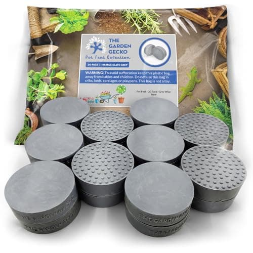 Image of The Garden Gecko Invisible Pot feet for outdoor plant pots and flowers solid rubber pot risers with enhanced non-slip surface grip | 20 PACK | GREY WISP