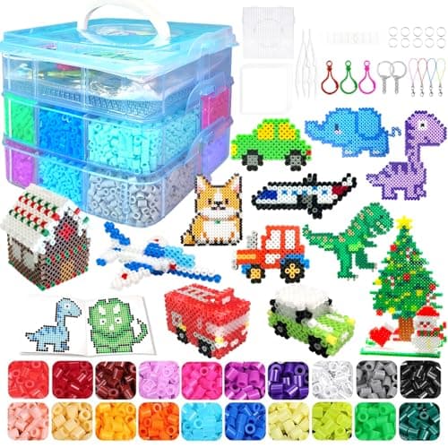 Image of 11000 Fuse Beads Kit for Kids-20 Colors 5mm Bead Craft Set with Storage Box, Pegboard,Ironing Paper and Accessories, DIY Craft Kits, Arts and Crafts Set Toys Gifts for Girls & Boys Birthday Christmas
