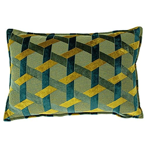Image of Paoletti Delano Cushion Cover, Teal/Gold, 40 x 60 cm