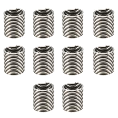 Image of YINETTECH 10x 304 Stainless Steel Fine Thread Insert M12x1.25x2D Compatible with Helicoil Manual Automatic Tool Repair Insert