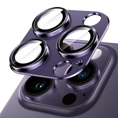 Image of JETech Camera Lens Protector for iPhone 14 Pro 6.1-Inch and iPhone 14 Pro Max 6.7-Inch, Full Coverage 9H Tempered Glass Ring Cover, Matte Metal Plate, Case Friendly, 1-Pack (Deep Purple)