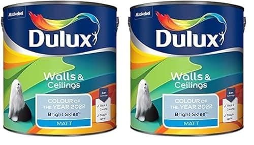 Image of Dulux Walls & Ceilings Matt Emulsion Paint - Bright Skies - 2.5 Litre, 5599869 (Pack of 2)