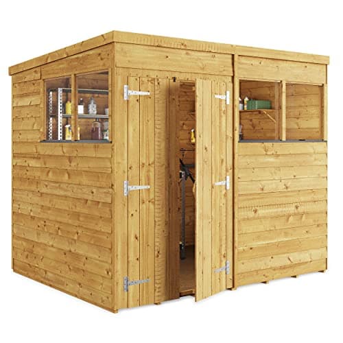 Image of BillyOh 8x6 Switch Pent Log Cabin Wooden Garden Shed | 28x28 Framing Garden Storage Shed with Customizable Doors & Windows, Overlap Cladded Walls, Green Mineral Roof Felt | Versatile Outdoor Storage
