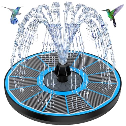 Image of Yzert Solar Fountain 2025 Upgrade High Efficiency Glass Panel, 3.5W Solar Bird Bath Fountains with Flower No Battery, Solar Water Pump Fountain for Bird Bath Garden Small Ponds Outdoor Décor (Blue)