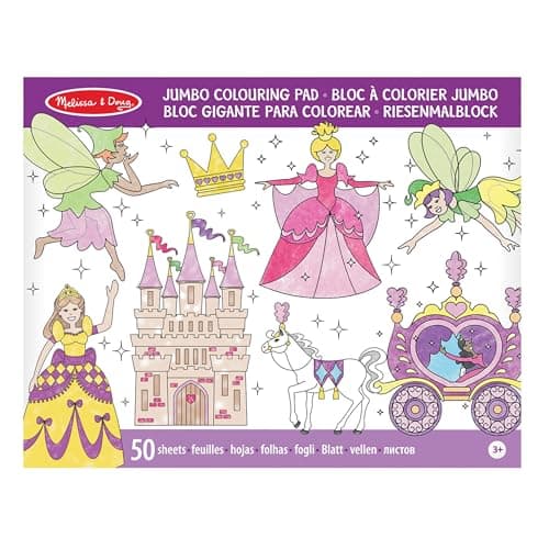 Image of Melissa & Doug Jumbo Colouring Book Princess & Fairy | Activity Pad | Coloring Book | 3+ | Gift for Boy or Girl