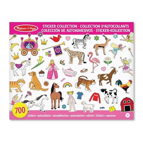 Image of Melissa & Doug Sticker Collection Book - Pink (Arts & Crafts; Princesses, Tea Party, Animals, and More; 500+ Sticker Animals)