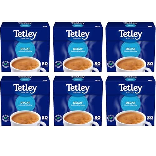 Image of Tetley Everyday Original Decaf Black Tea Bags – Smooth Decaf Blend - Great for All Day Enjoyment - Rainforest Alliance Certified - Full-Flavoured and Refreshing - 480 Teabags (6x80 Pack)