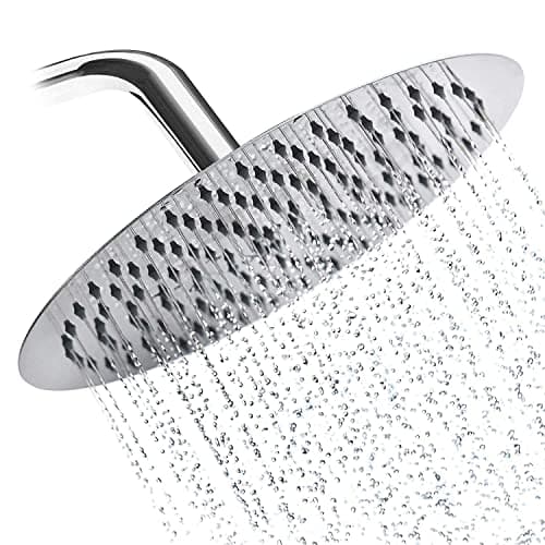 Image of Drenky Rain Shower Head Large 12 Inch Round Replacement Powerful High Pressure Rainfall Shower Head Stainless Steel Adjustable with Swivel Ball Ultra Thin Ceiling Showerhead