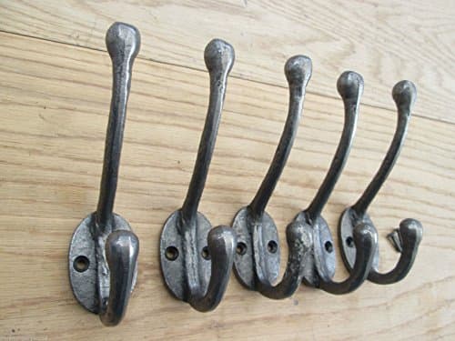 Image of IRONMONGERY WORLD® 5 X CAST Iron Victorian HAT and Coat Hook Vintage School House Hook + Screws