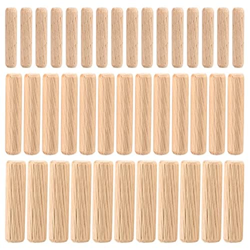 Image of 90 Pcs Wooden Dowels Assorted, M6 M8 M10 Wood Plugs Dowel Rods, Woodwork Pins Tapered and Ribbed for Grooved Fluted, Craft, DIY, Carpentry (3 models-90)