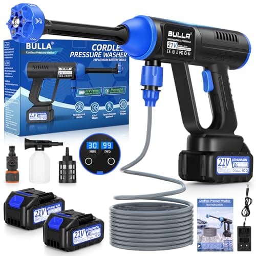 Image of Cordless Pressure Washer, 6 in 1 Portable Power Washer with 2 Battery and 5-Meter Hose, Cordless Power Washer for Patio and Car, Floor Garden Cleaning & Watering