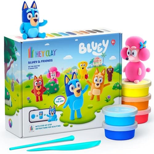Image of HEY CLAY Bluey & Friends Set 15 Cans of Air Dry Clay with Sculpting Tools