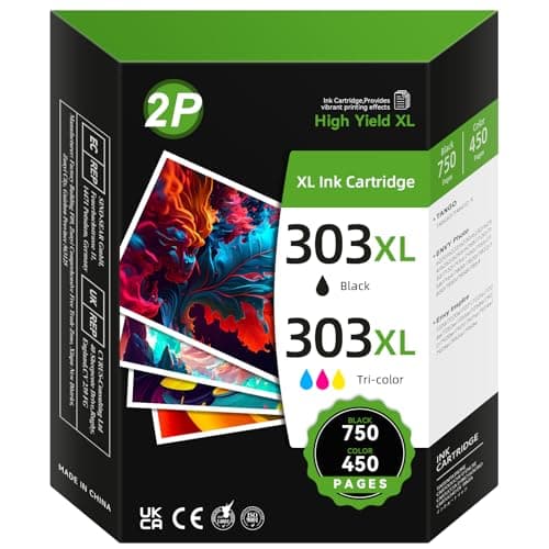 Image of 303 Ink Cartridges Combo Pack, 303XL Cartridges Black and Colour Compatible for HP 303 Ink Cartridges, for HP Envy Photo 7134 7830 6232 6230 7130 6220 6234 7155 7800 7834 7855 7864 TANGO X (2-Pack)