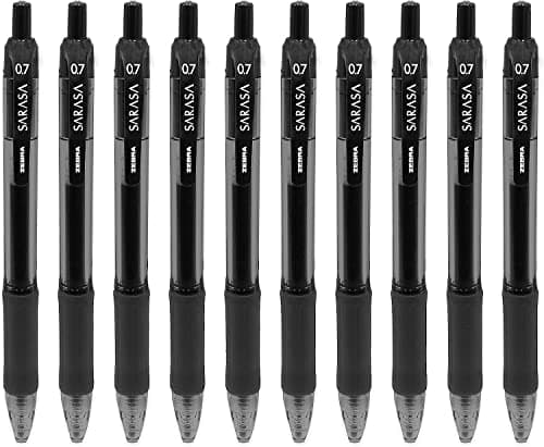 Image of Zebra - Sarasa Retractable Gel Ink Rollerball - Fast Drying - 0.7mm - Black Ink (10)