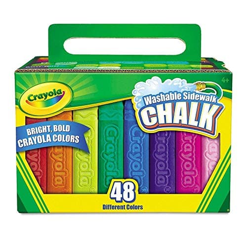 Image of CRAYOLA Washable Sidewalk Chalk - Assorted Colours (Box of 48) | Bright and Bold Ideal for Walls & Pavement Simply Wash Away With Water For Ages 4+