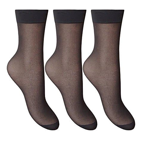 Image of Mytoptrendz® Ladies Soft Sheer 15 Denier Pop Socks Anklets Ankle High Socks Pack of 3 pair (Black)