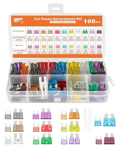 Image of Acual 100Pcs Car Fuse Assorted Kit, 50 Mini Blade Fuses + 50 Standard Automotive 1 Puller, Automotive Replacement Kit For Boat RV Truck Motorcycle:2Amp 3A 5A 7.5A 10A 15A 20A 25A 30A 35A 40A