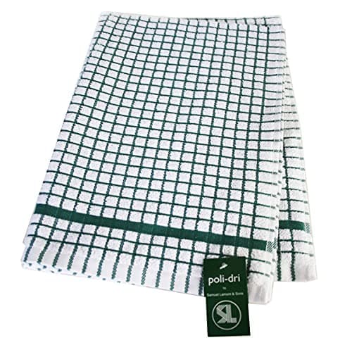 Image of Samuel Lamont & Sons Poli-Dri Tea Towel Green, Size 50cm x 70cm, 100% Cotton Terry Towelling , Ultra-Absorbent & Super Soft Kitchen Towel , Machine Washable, Green, One Size