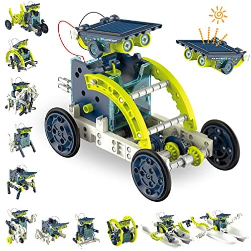 Image of ACELIFE STEM Solar Robot Toy 12-in-1 Educational Science Kit DIY Building Toy Construction Engineering Set for Kids Age 8-12 Boys & Girls Birthday, Solar Powered Toy-Green