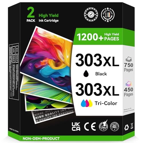 Image of IKONK 303XL Ink BK/CMY- 750/450+ Pages, Replacement for Original HP 303 Ink Cartridges Black and Colour, Printer Ink 303 XL for Envy Inspire 7220e 7221e 7920 7920e Envy Photo 6220 6230 7120 TANGO X