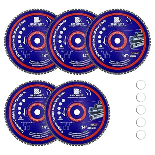 Image of 355MM Metal Cutting Circular Saw Blade - BRSCHNITT 5pcs Tungsten Carbide Tipped TCT Saw Blades for Iron, Iron Pipe, Ferrous Metals 72T Arbor:30/25.4MM