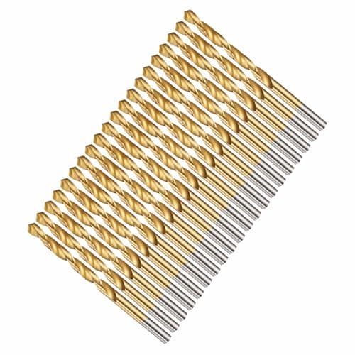Image of CoCud 6.4mm Drill Bit, 1/4" Cutting Diameter, 4341 HSS Jobber Bits TiN Coated 118° Cutting Angle - (Applications: for Drilling Soft Metal Plastic Wood), 20-Pieces